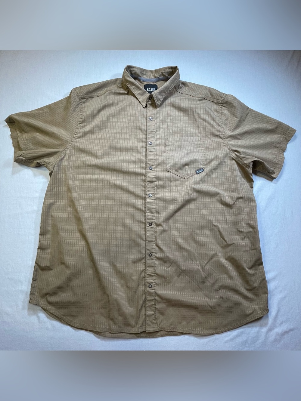 5.11 Tactical Aerial Short Sleeve Mens 2XL Shirt Brown Snap Active Breathable